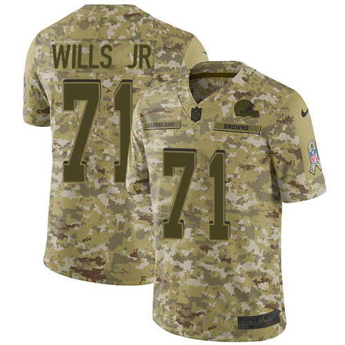 Nike Browns #71 Jedrick Wills JR Camo Youth Stitched NFL Limited 2018 Salute To Service Jersey